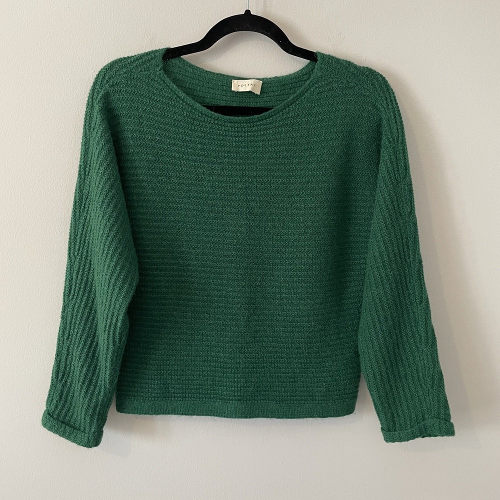 Poetry Baby Alpaca Organic Cotton Knit Sweater Kelly Green Sz US 2‎ Luxury Fuzzy